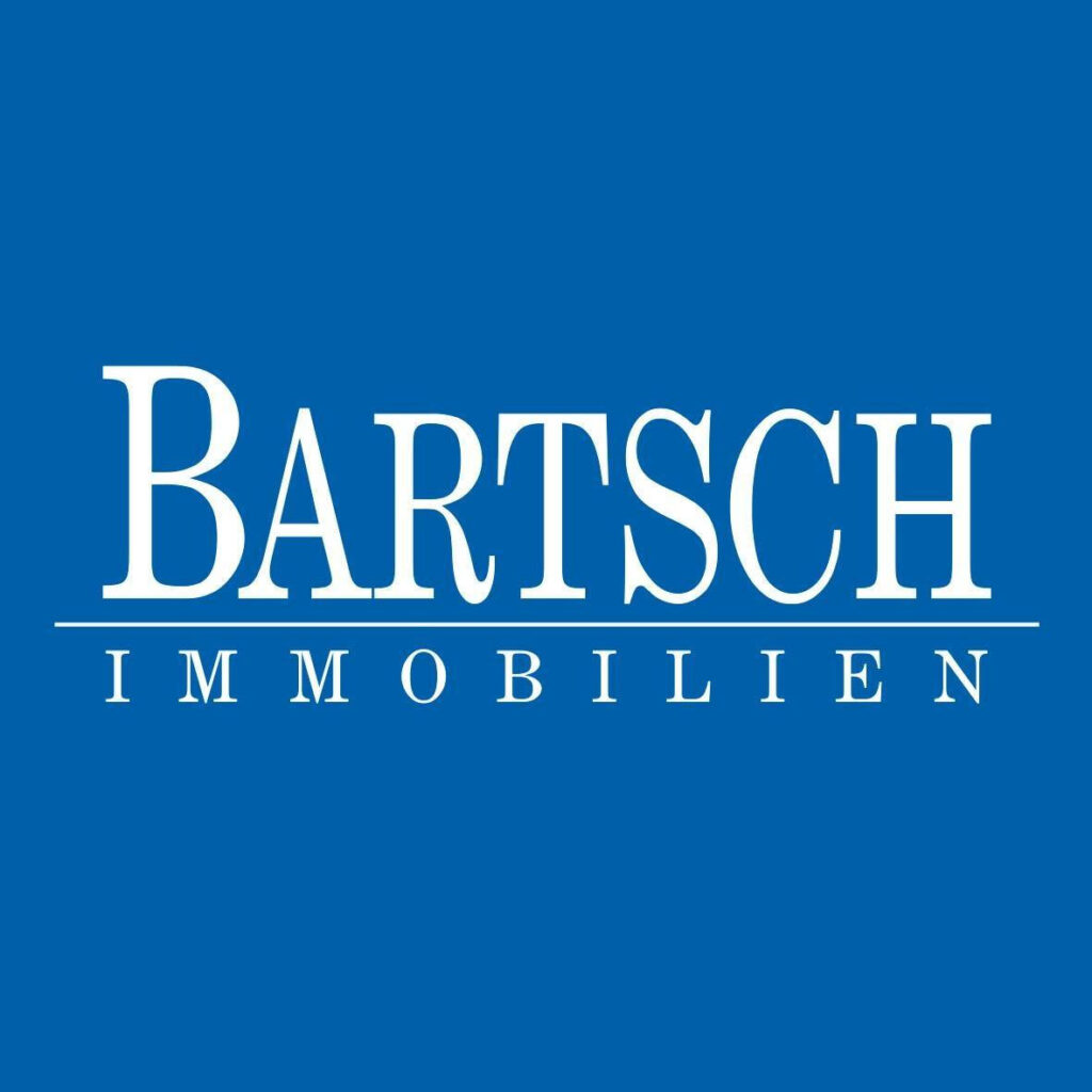Firmenlogo "BARTSCH IMMOBILIEN" in Großbuchstaben auf königsblauem Hintergrund.