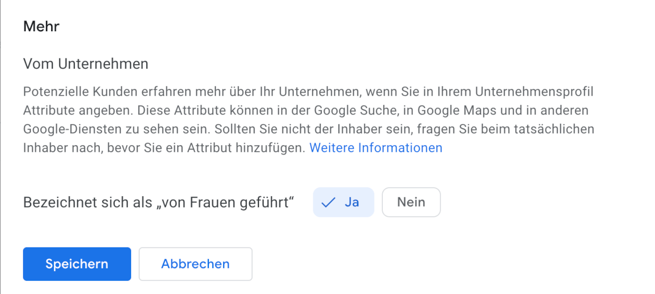 Screenshot von der Darstellung der aktuellen Unternehmensbeschreibung