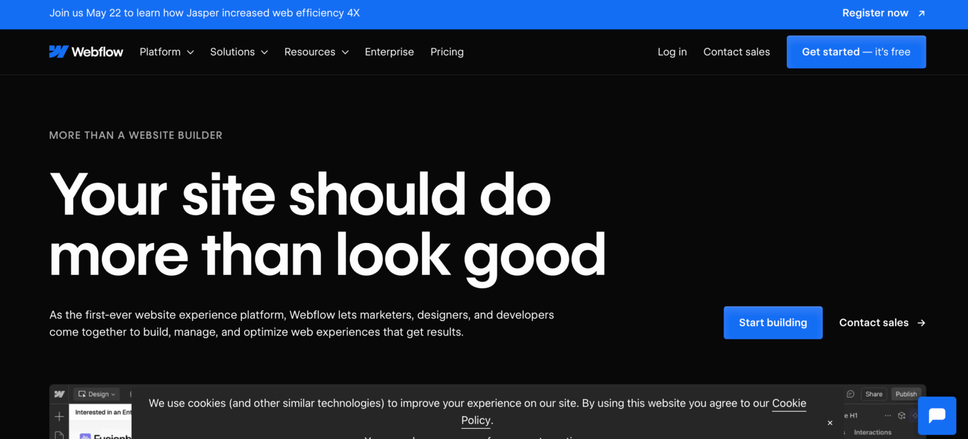 Startseite von Webflow